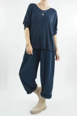 Made In Italy Classic Super Soft Ribbed Fine Knit Top Midnight -Fashion Women's Store made in italy classic super soft ribbed fine knit midnight04.jpg