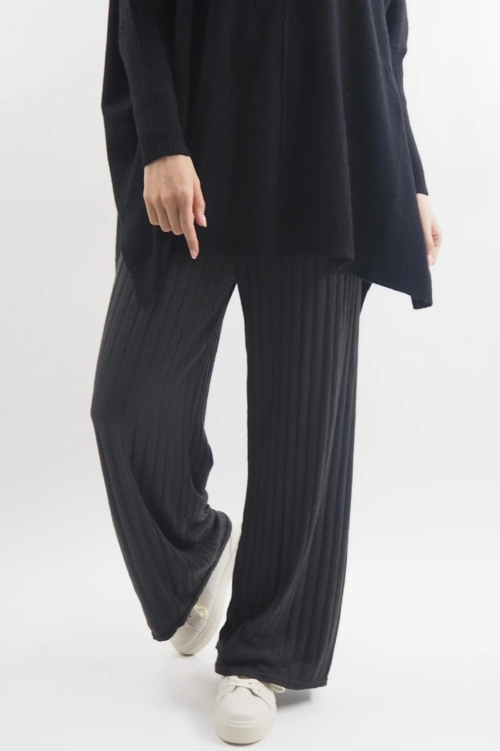 Made In Italy Classic Super Soft Ribbed Fine Knit Pant Charcoal 4 Made In Italy Classic Super Soft Ribbed Fine Knit Pant Charcoal - Image 2