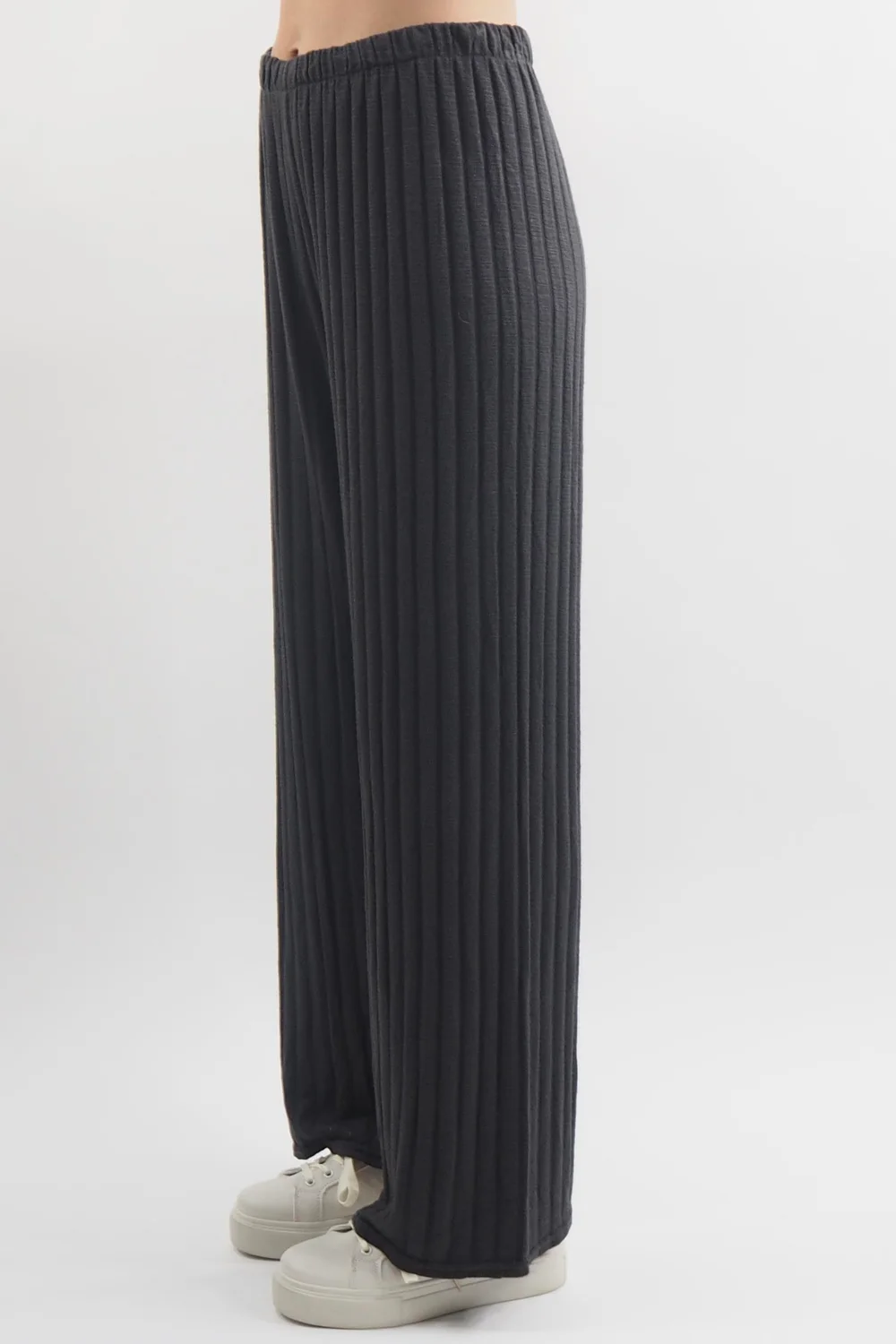 Made In Italy Classic Super Soft Ribbed Fine Knit Pant Charcoal 5 Made In Italy Classic Super Soft Ribbed Fine Knit Pant Charcoal - Image 3