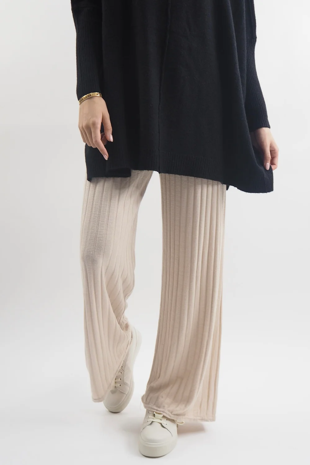 Made In Italy Classic Super Soft Ribbed Fine Knit Pant Stone 5 Made In Italy Classic Super Soft Ribbed Fine Knit Pant Stone - Image 3