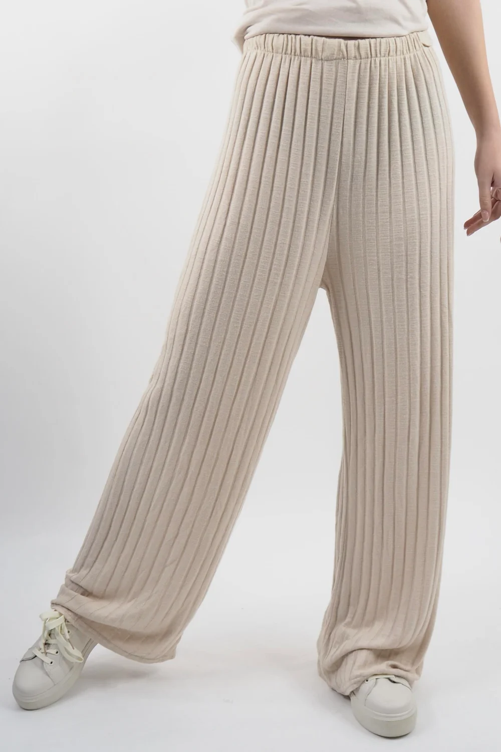 Made In Italy Classic Super Soft Ribbed Fine Knit Pant Stone 3 Made In Italy Classic Super Soft Ribbed Fine Knit Pant Stone