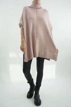 Made In Italy Conrad Classic Blanket Knit Top Antique Rose