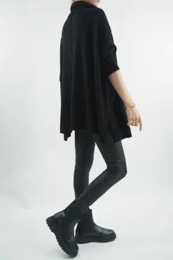 Made In Italy Conrad Classic Blanket Knit Top Black -Fashion Women's Store made in italy conrad classic blanket knit black02.jpg