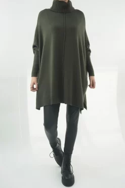 Made In Italy Conrad Classic Blanket Knit Top Deep Khaki