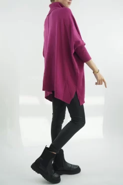 Made In Italy Conrad Classic Blanket Knit Top Magenta -Fashion Women's Store made in italy conrad classic blanket knit magenta2.jpg