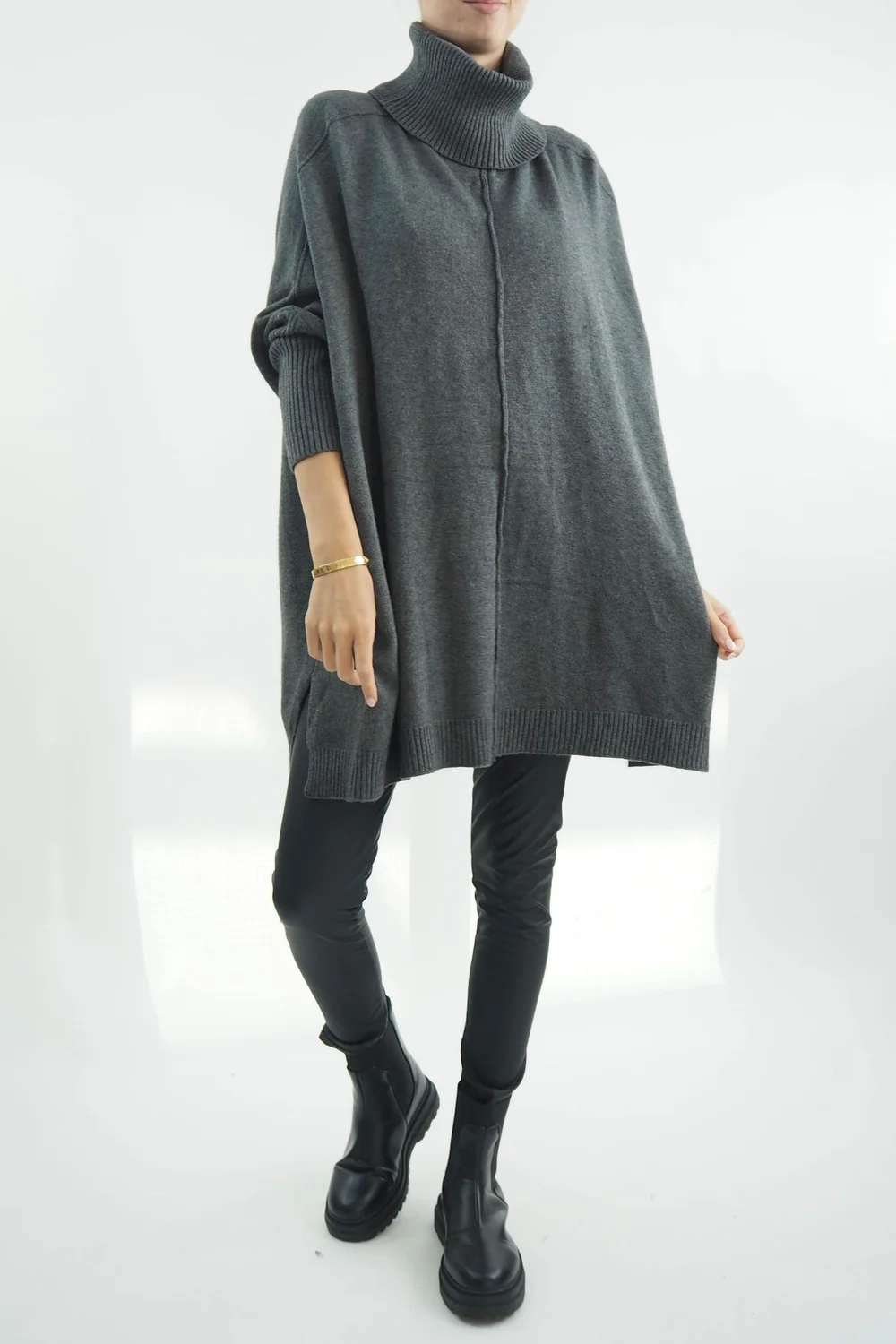 Made In Italy Conrad Classic Blanket Knit Top Shadow Grey Marl 3 Made In Italy Conrad Classic Blanket Knit Top Shadow Grey Marl