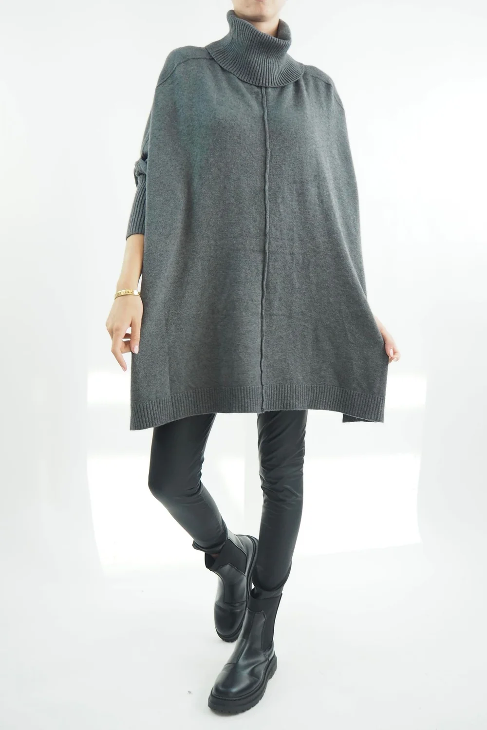 Made In Italy Conrad Classic Blanket Knit Top Shadow Grey Marl 6 Made In Italy Conrad Classic Blanket Knit Top Shadow Grey Marl - Image 4