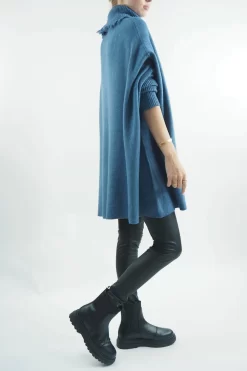 Made In Italy Conrad Oversized Fray Cowl Knit Top Airforce -Fashion Women's Store made in italy conrad oversized fray cowl knit airforce02.jpg