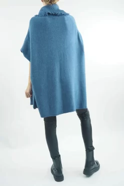 Made In Italy Conrad Oversized Fray Cowl Knit Top Airforce -Fashion Women's Store made in italy conrad oversized fray cowl knit airforce03.jpg