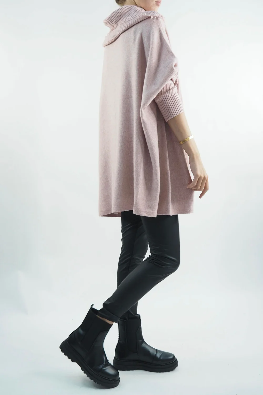 Made In Italy Conrad Oversized Fray Cowl Knit Top Antique Rose 4 Made In Italy Conrad Oversized Fray Cowl Knit Top Antique Rose - Image 2