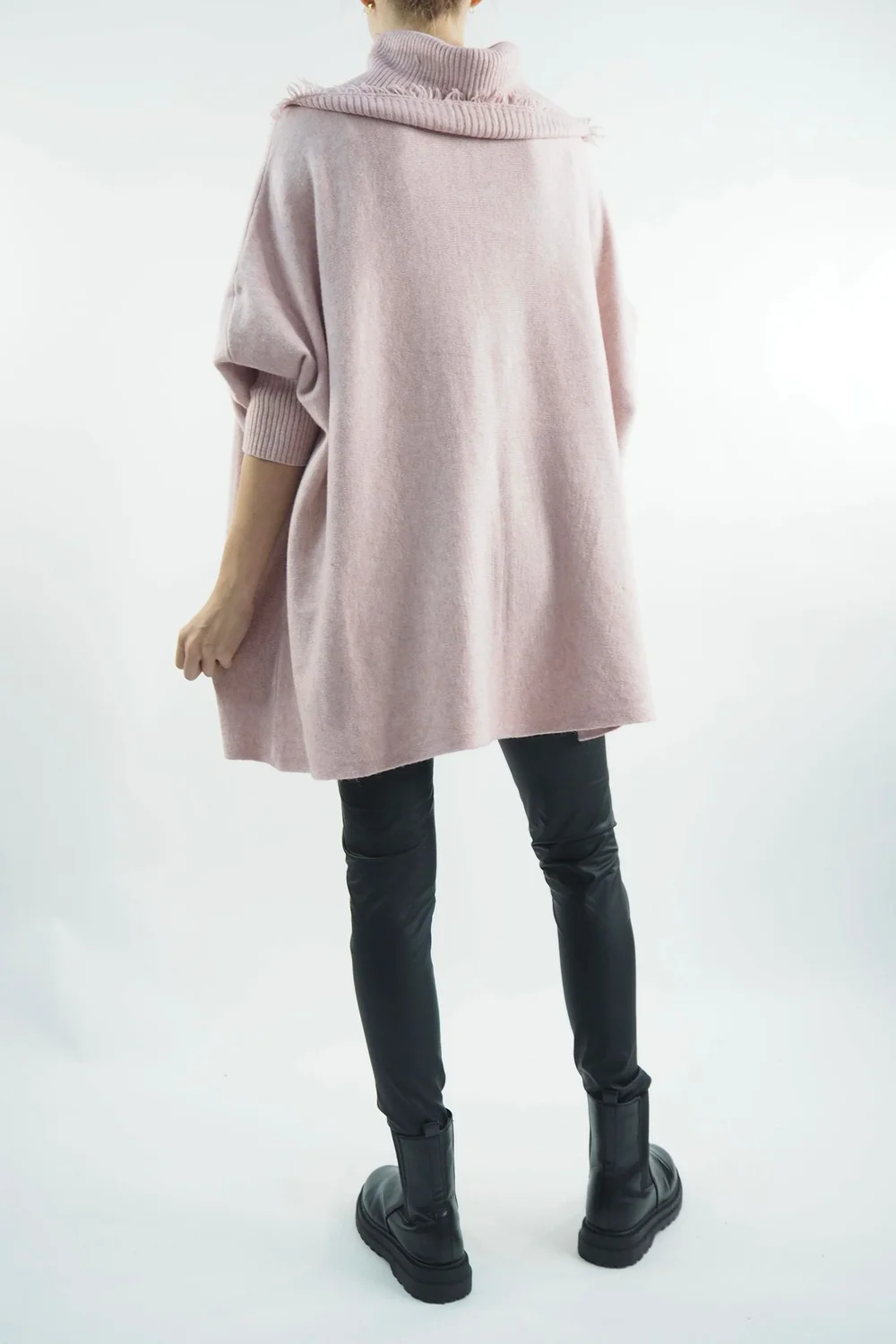 Made In Italy Conrad Oversized Fray Cowl Knit Top Antique Rose 5 Made In Italy Conrad Oversized Fray Cowl Knit Top Antique Rose - Image 3