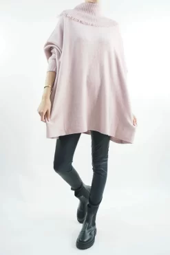 Made In Italy Conrad Oversized Fray Cowl Knit Top Antique Rose 9 Made In Italy Conrad Oversized Fray Cowl Knit Top Antique Rose -Fashion Women's Store made in italy conrad oversized fray cowl knit antique rose4.jpg