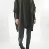 Made In Italy Conrad Oversized Fray Cowl Knit Top Deep Khaki -Fashion Women's Store made in italy conrad oversized fray cowl knit deep khaki01.jpg