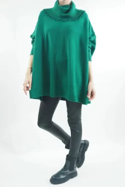 Made In Italy Conrad Oversized Fray Cowl Knit Top Emerald 9 Made In Italy Conrad Oversized Fray Cowl Knit Top Emerald -Fashion Women's Store made in italy conrad oversized fray cowl knit emerald04.jpg