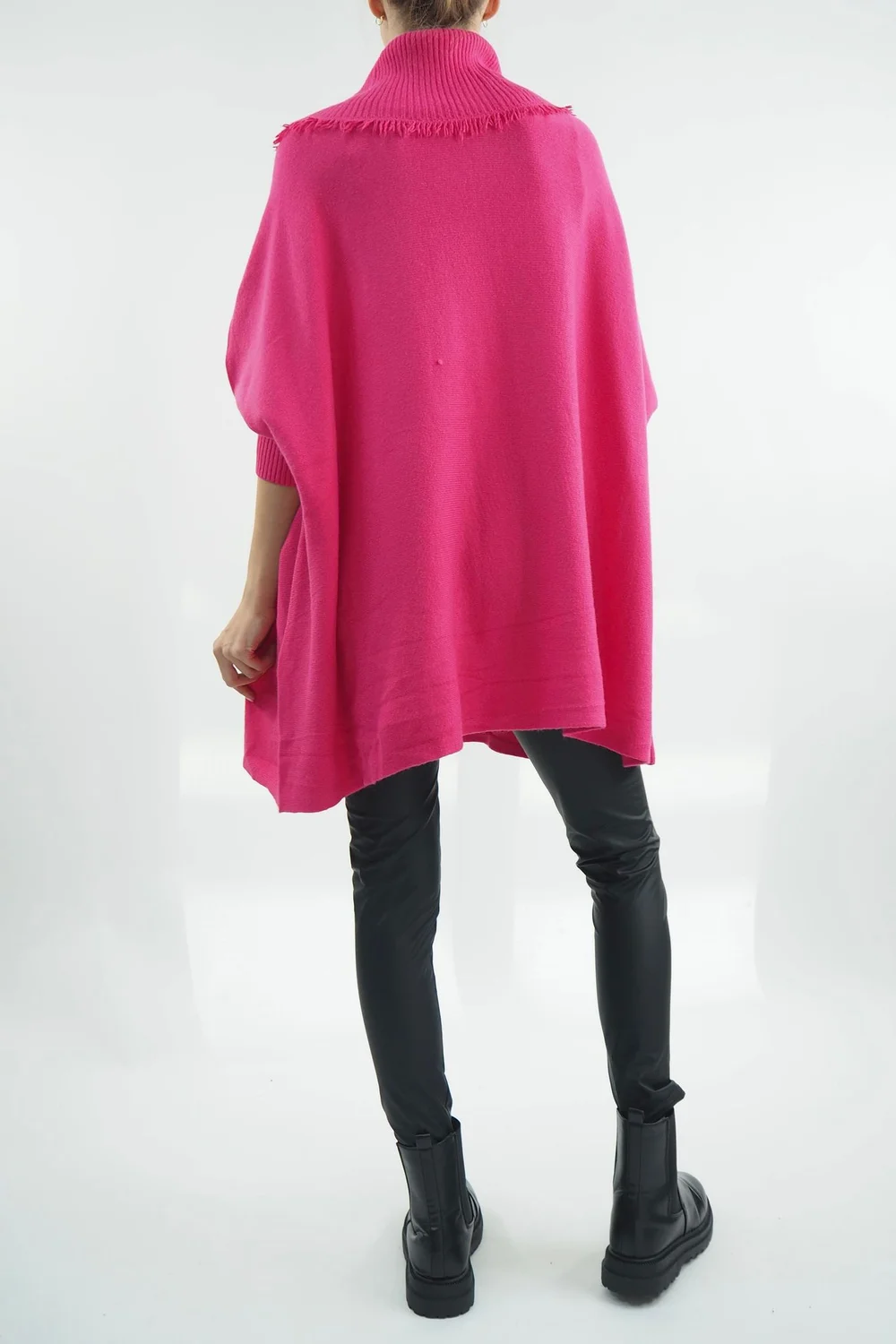 Made In Italy Conrad Oversized Fray Cowl Knit Top Geranium 5 Made In Italy Conrad Oversized Fray Cowl Knit Top Geranium - Image 3