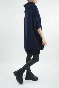 Made In Italy Conrad Oversized Fray Cowl Knit Top Ink -Fashion Women's Store made in italy conrad oversized fray cowl knit ink 3.jpg