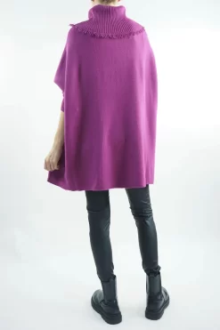 Made In Italy Conrad Oversized Fray Cowl Knit Top Magenta -Fashion Women's Store made in italy conrad oversized fray cowl knit magenta3.jpg