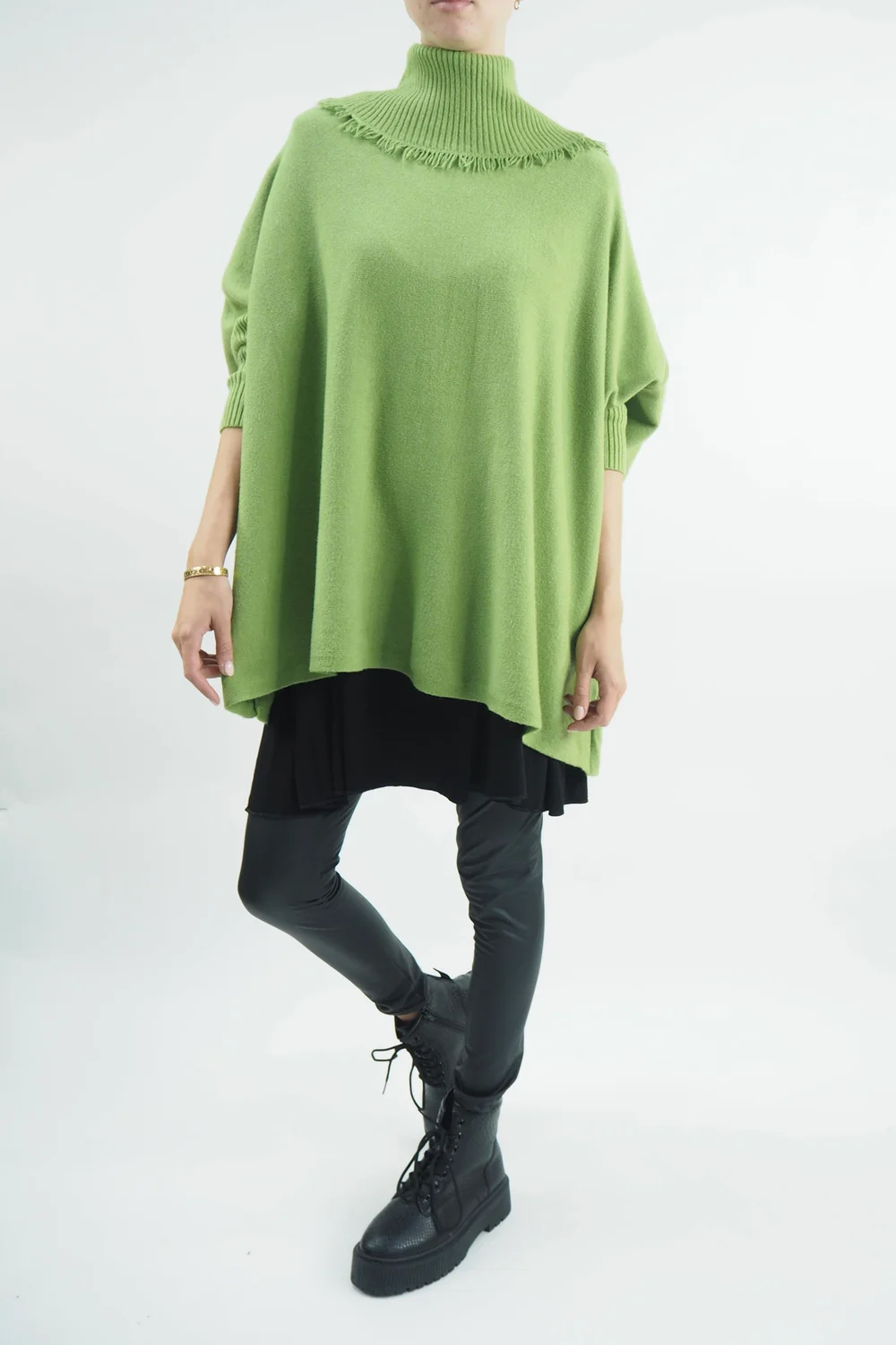 Made In Italy Conrad Oversized Fray Cowl Knit Top Olive Zing 3 Made In Italy Conrad Oversized Fray Cowl Knit Top Olive Zing