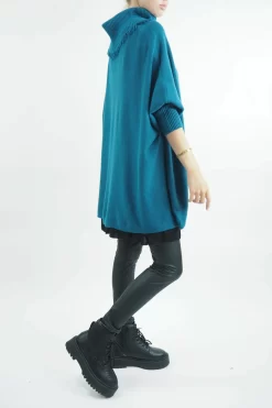 Made In Italy Conrad Oversized Fray Cowl Knit Top Prussian -Fashion Women's Store made in italy conrad oversized fray cowl knit prussian 3.jpg