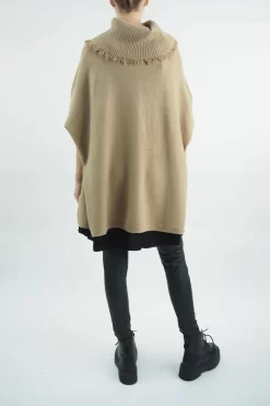 Made In Italy Conrad Oversized Fray Cowl Knit Top Toast -Fashion Women's Store made in italy conrad oversized fray cowl knit toast 4.jpg