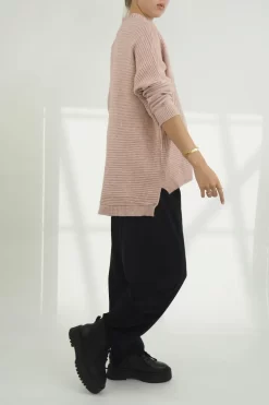 Made In Italy Conrad Turtle Ribby Knit Top Antique Rose -Fashion Women's Store made in italy conrad turtle ribby knit antique rose 4.jpg