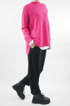 Made In Italy Conrad Turtle Ribby Knit Top Geranium -Fashion Women's Store made in italy conrad turtle ribby knit geranium02.jpg