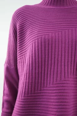 Made In Italy Conrad Turtle Ribby Knit Top Magenta -Fashion Women's Store made in italy conrad turtle ribby knit magenta04.jpg