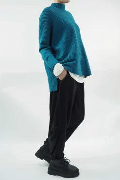 Made In Italy Conrad Turtle Ribby Knit Top Prussian -Fashion Women's Store made in italy conrad turtle ribby knit prussian02.jpg