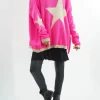 Made In Italy Dani Oversized Triple Star Grunge Knit Top Hot Pink 2 Made In Italy Dani Oversized Triple Star Grunge Knit Top Hot Pink -Fashion Women's Store made in italy dani oversized triple star grunge knit hot pink01.jpg