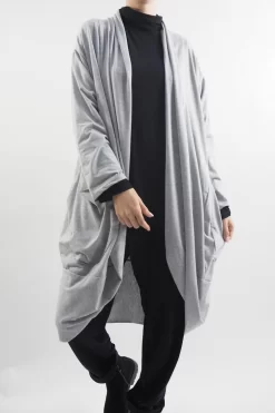 Made In Italy Edit Sloppy Jo Cocoon Cardigan Grey Marl