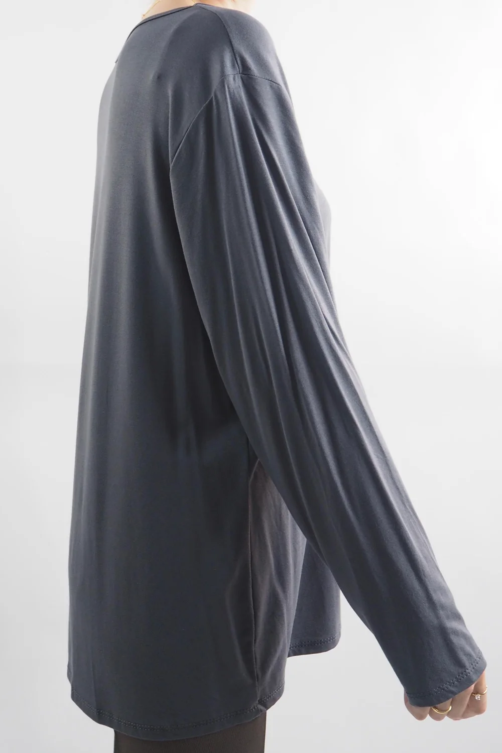 Made In Italy Fine Jersey Long Sleeve Top Graphite Grey 4 Made In Italy Fine Jersey Long Sleeve Top Graphite Grey - Image 2