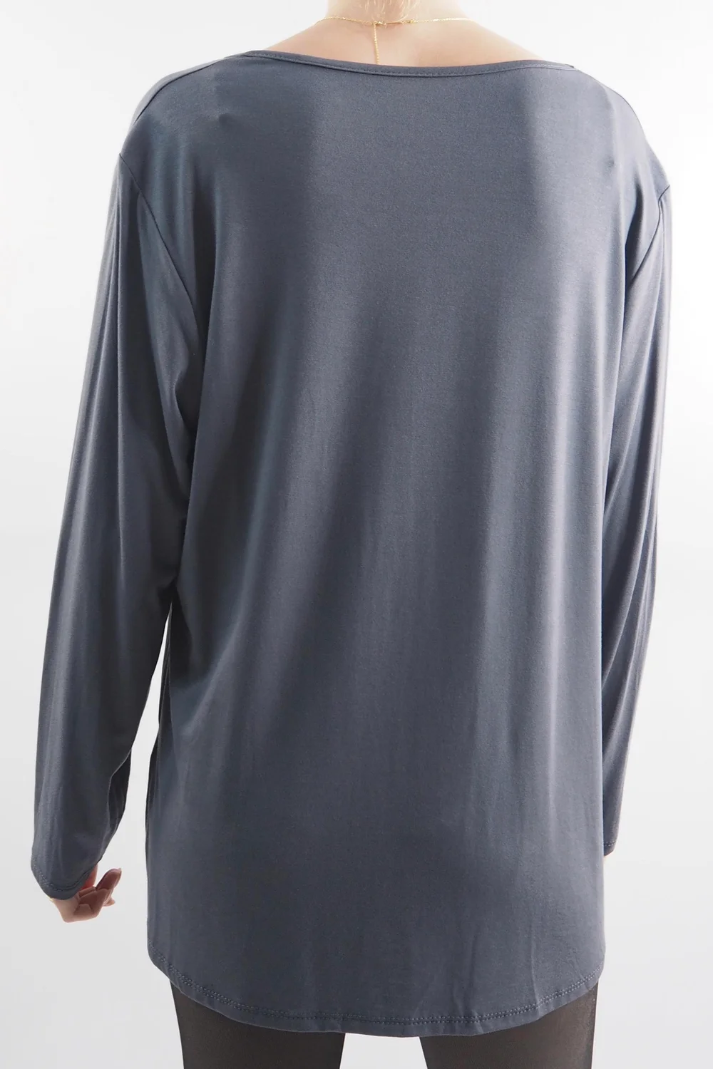 Made In Italy Fine Jersey Long Sleeve Top Graphite Grey 5 Made In Italy Fine Jersey Long Sleeve Top Graphite Grey - Image 3