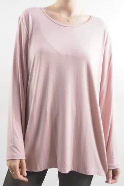Made In Italy Fine Jersey Long Sleeve Top Rose
