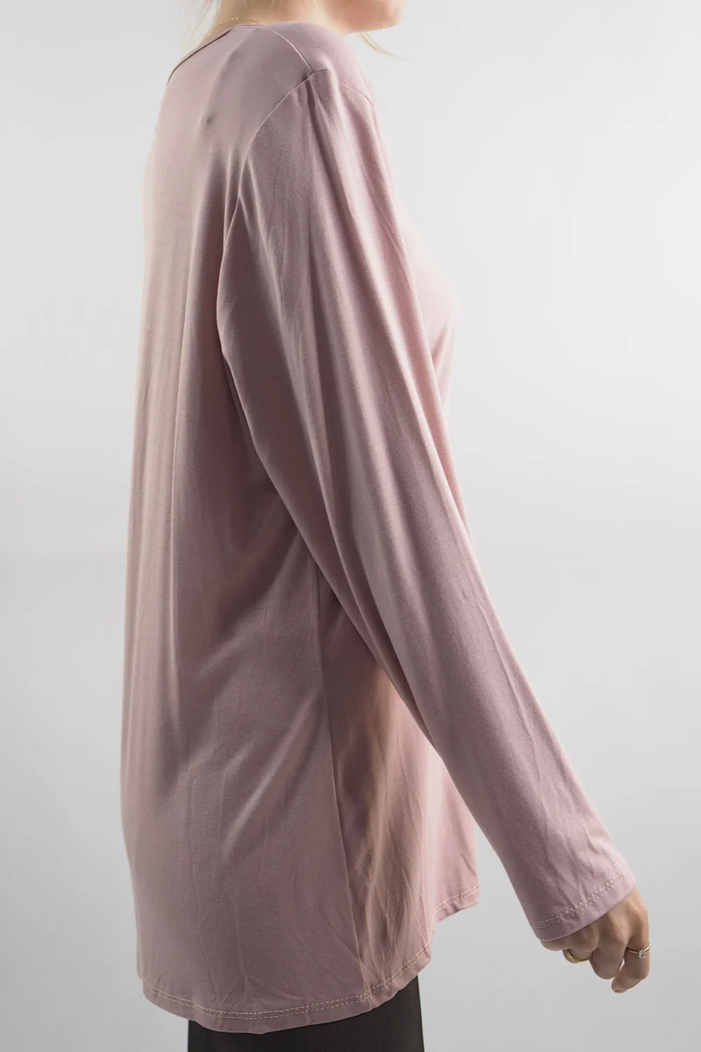 Made In Italy Fine Jersey Long Sleeve Top Rose 4 Made In Italy Fine Jersey Long Sleeve Top Rose - Image 2