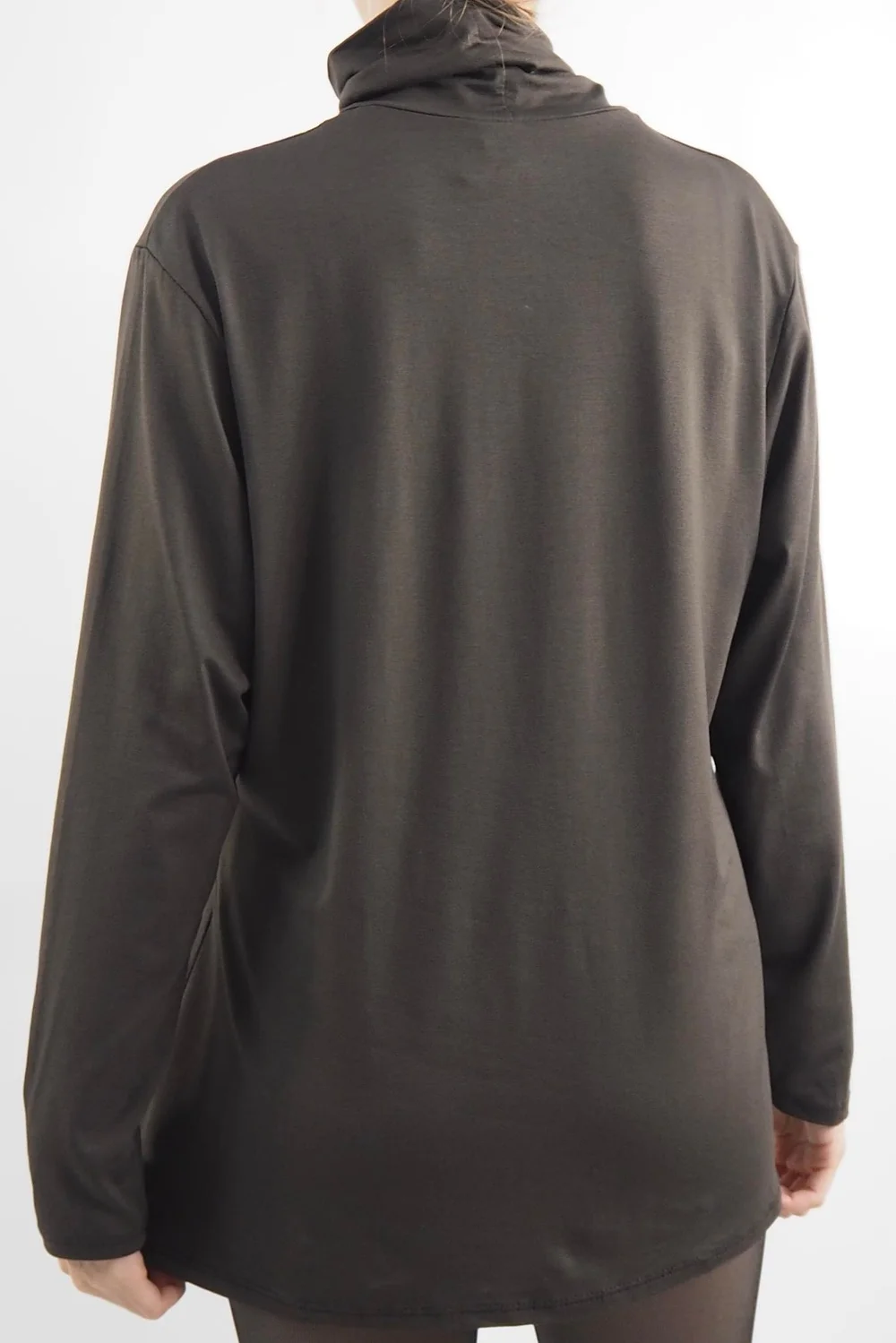 Made In Italy Fine Jersey Polo Neck Top Brown 5 Made In Italy Fine Jersey Polo Neck Top Brown - Image 3