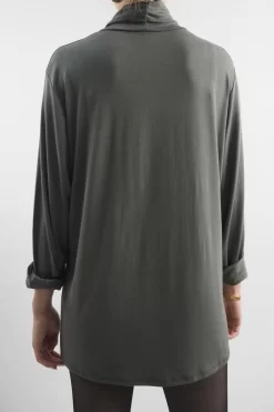 Made In Italy Fine Jersey Polo Neck Top Khaki -Fashion Women's Store made in italy fine jersey polo neck top khaki 4.jpg