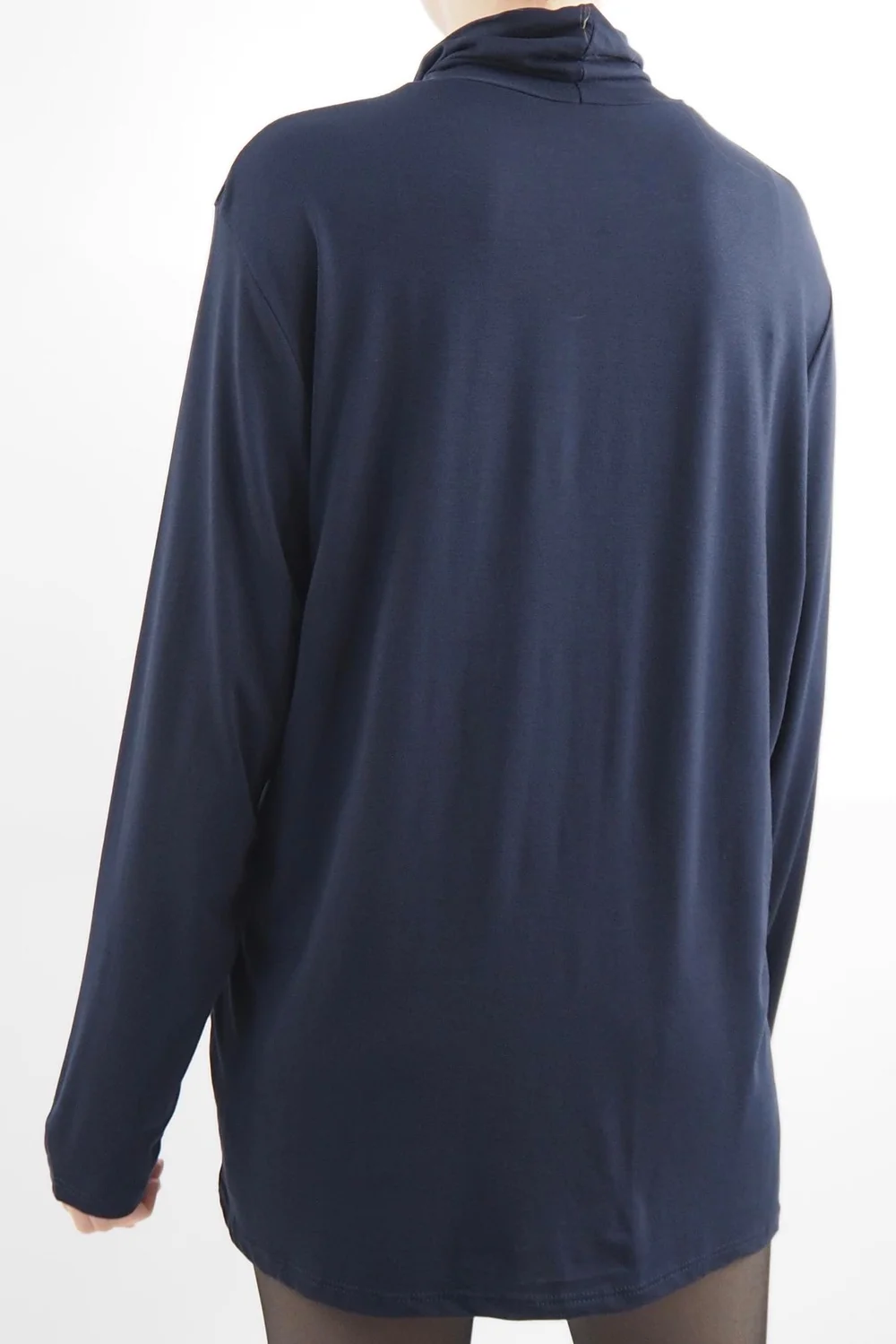 Made In Italy Fine Jersey Polo Neck Top Navy 5 Made In Italy Fine Jersey Polo Neck Top Navy - Image 3