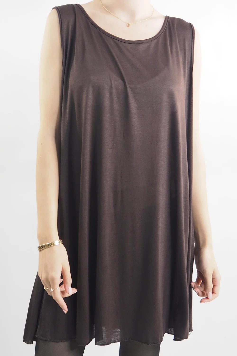 Made In Italy Fine Jersey Swing Vest Brown 3 Made In Italy Fine Jersey Swing Vest Brown