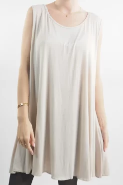 Made In Italy Fine Jersey Swing Vest Stone