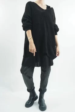 Made In Italy Fisherman Star Knit Black