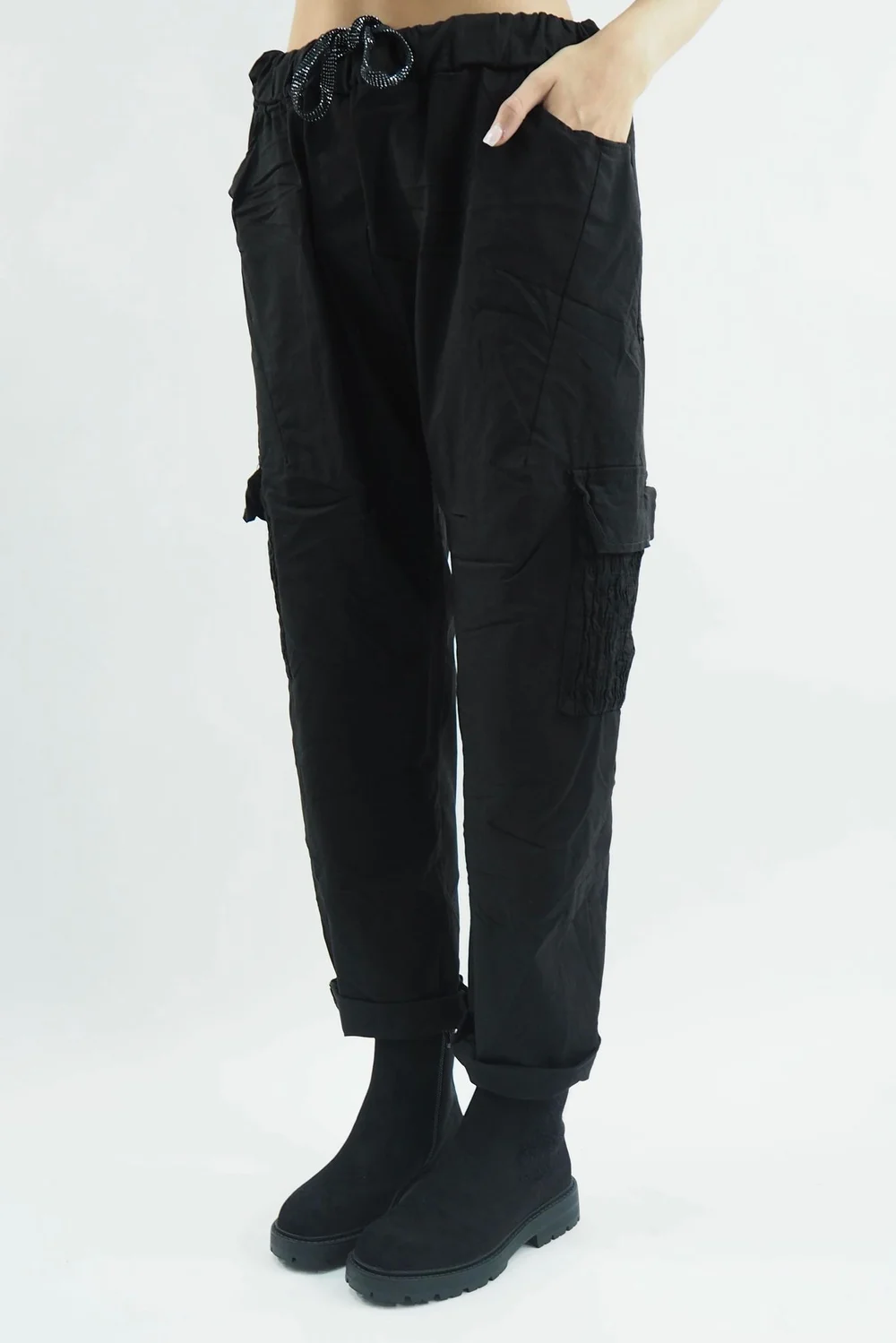 Made In Italy GiGi Cargo Magic Trouser Black 3 Made In Italy GiGi Cargo Magic Trouser Black