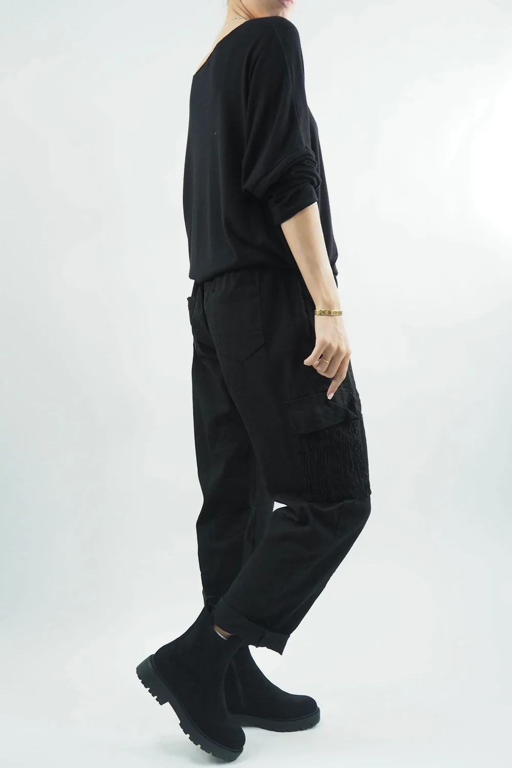 Made In Italy GiGi Cargo Magic Trouser Black 8 Made In Italy GiGi Cargo Magic Trouser Black - Image 6