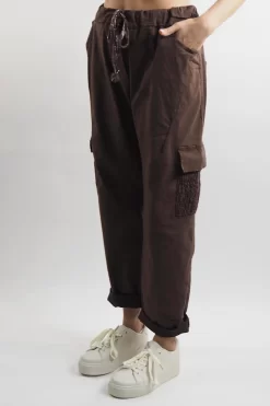 Made In Italy GiGi Cargo Magic Trouser Cocoa -Fashion Women's Store made in italy gigi cargo magic trouser cocoa 4.jpg