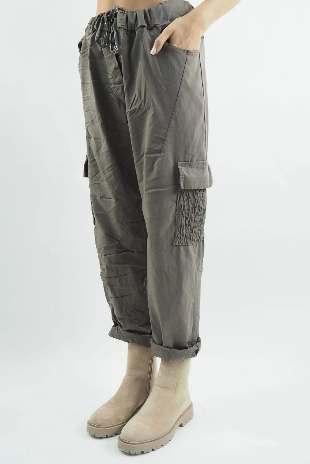 Made In Italy GiGi Cargo Magic Trouser Earth 3 Made In Italy GiGi Cargo Magic Trouser Earth