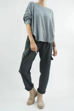 Made In Italy GiGi Cargo Magic Trouser Graphite Grey -Fashion Women's Store made in italy gigi cargo magic trouser graphite05.jpg