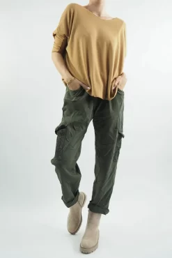 Made In Italy GiGi Cargo Magic Trouser Khaki -Fashion Women's Store made in italy gigi cargo magic trouser khaki08.jpg