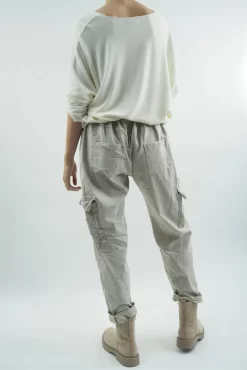 Made In Italy GiGi Cargo Magic Trouser Stone -Fashion Women's Store made in italy gigi cargo magic trouser stone07.jpg