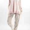 Made In Italy Halo Fringe Box Knit Top Blush Pink