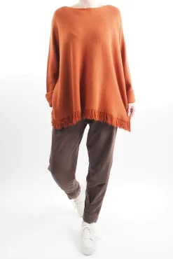 Made In Italy Halo Fringe Box Knit Top Saffron