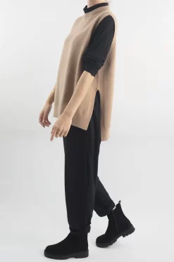 Made In Italy Halo Knit Tank Top Camel -Fashion Women's Store made in italy halo knit tank camel 2.jpg